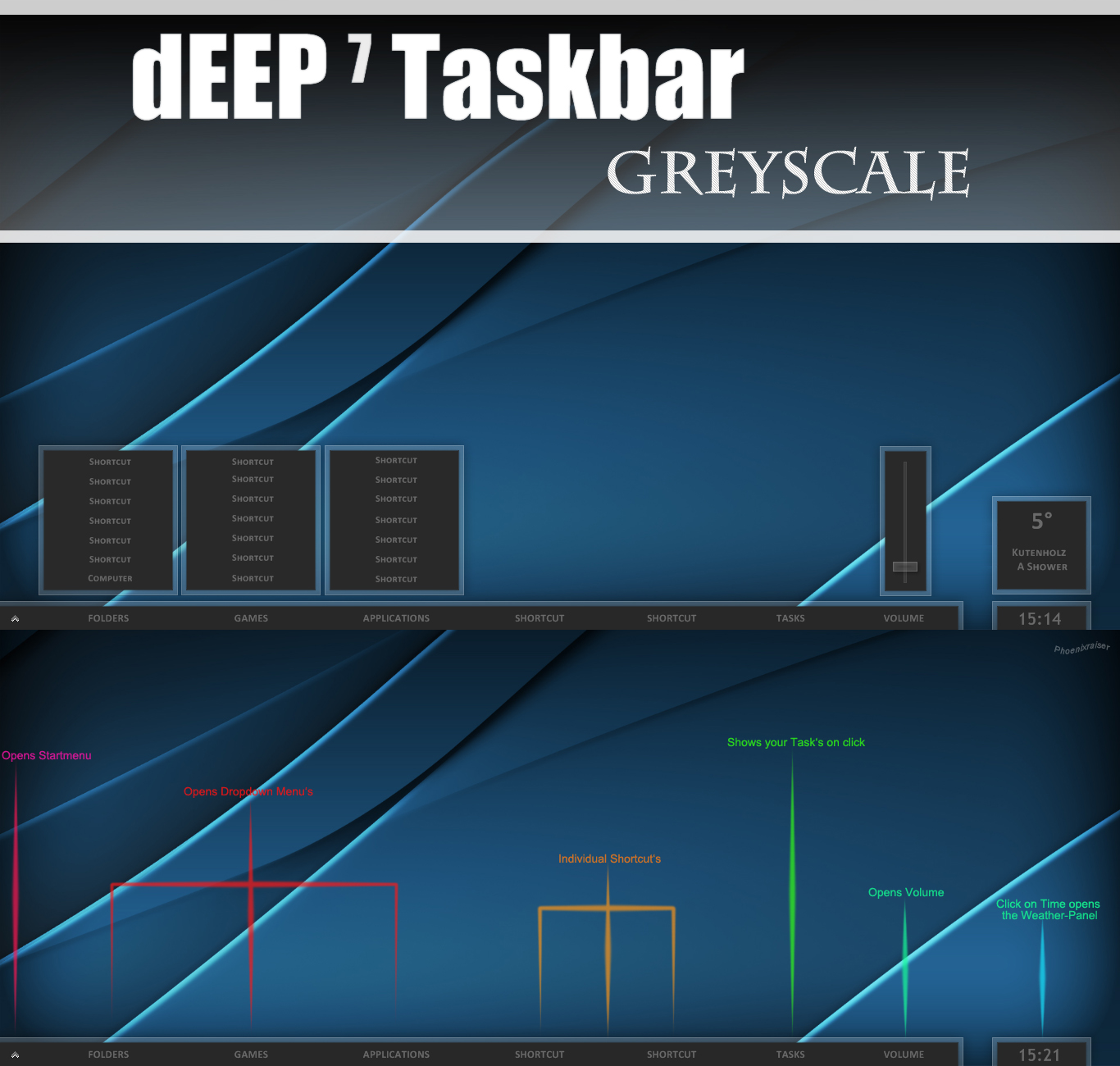 dEEP 7 Greyscale Taskbar for xWidget v1.2