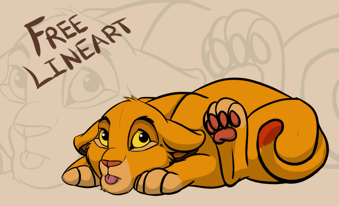 Free Line Art Baby Lion Cub Psd By Caraluca On Deviantart