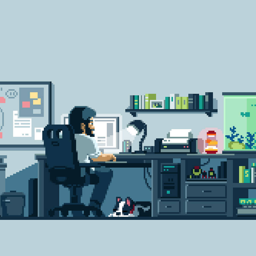 (Animated) Home office scene by bbrunomoraes on DeviantArt
