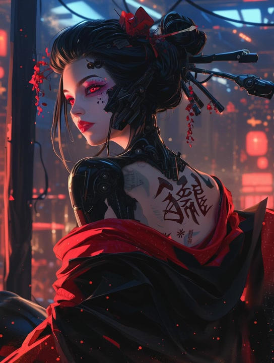 Cyberpunk Geisha - [Animated] by Pastel-goaty on DeviantArt