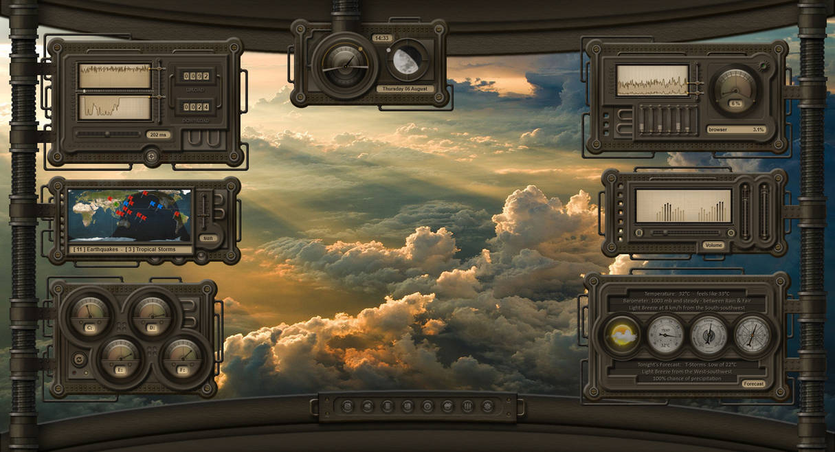 Steel plates with pipes: Rainmeter Dieselpunk HUD by Mordasius