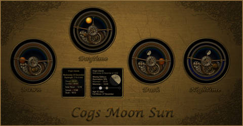 Cogs Moon Sun - Steampunk skins for Rainmeter