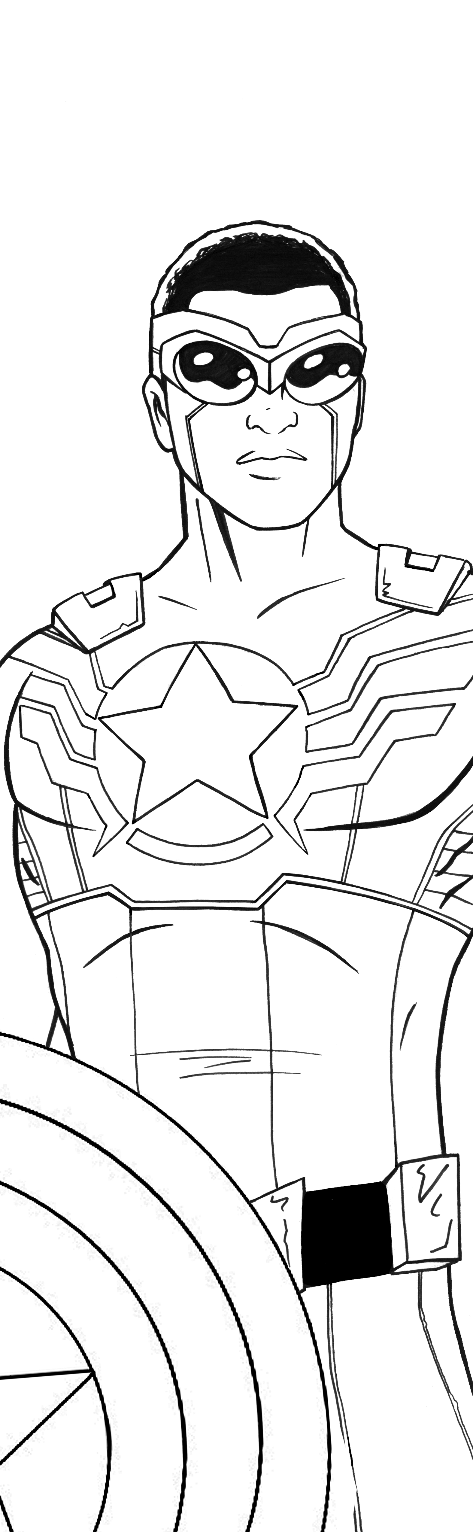 Captain America Sam Wilson Art Inks by RichBernatovech on DeviantArt