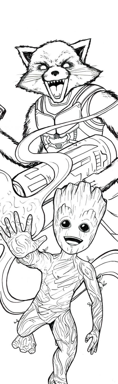 Rocket and Baby Groot Art Inks by RichBernatovech on DeviantArt