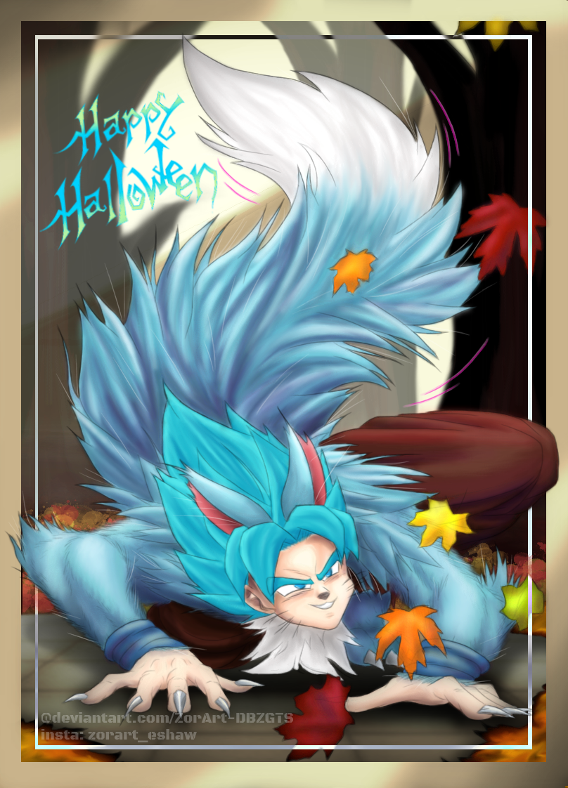 DBFZ SSGSS Goku's Werewolf Halloween Outfit by ZorArtDBZGTS on