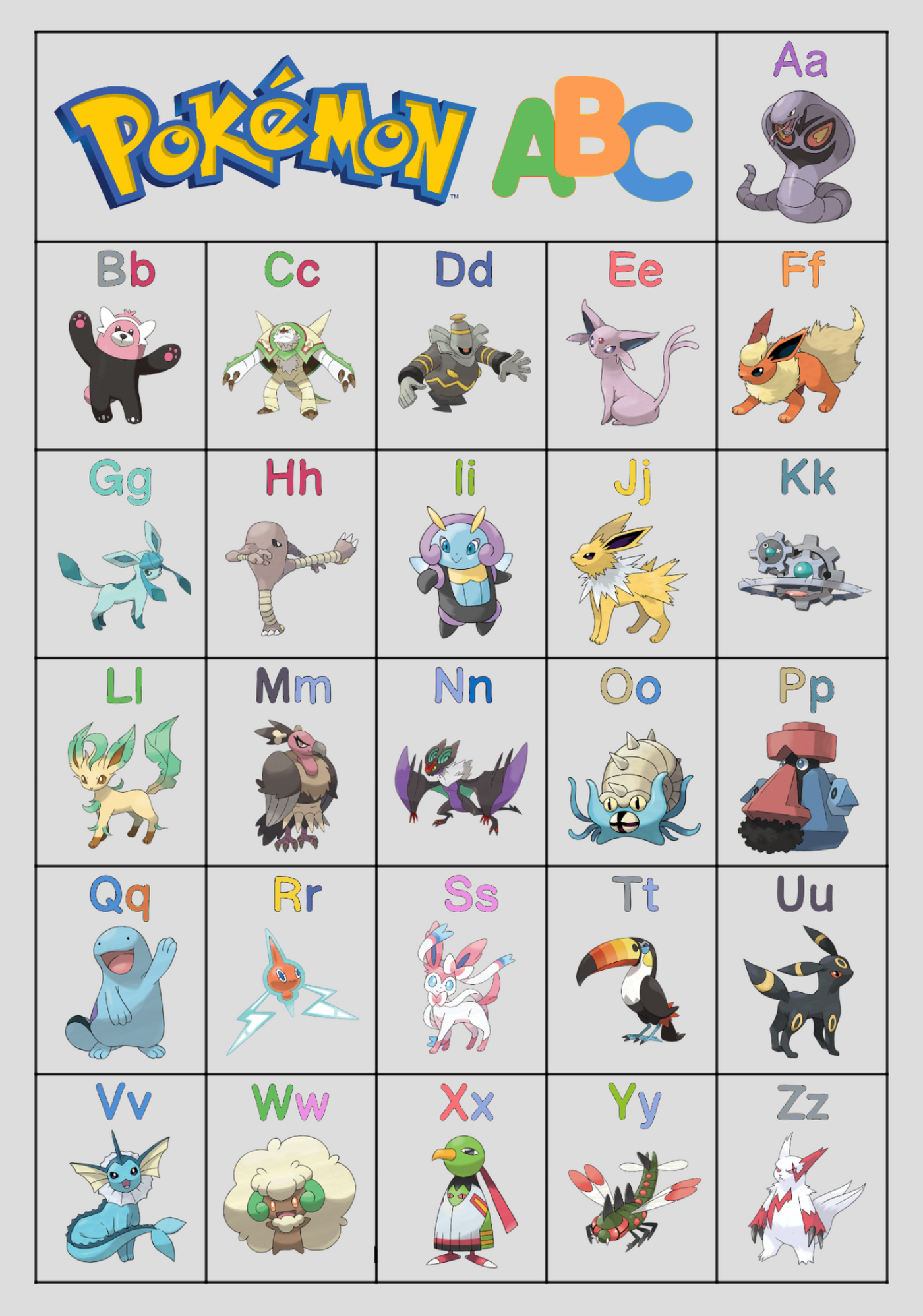 pokemon alphabet  Pokemon, Pokemon fan art, Pokemon pictures