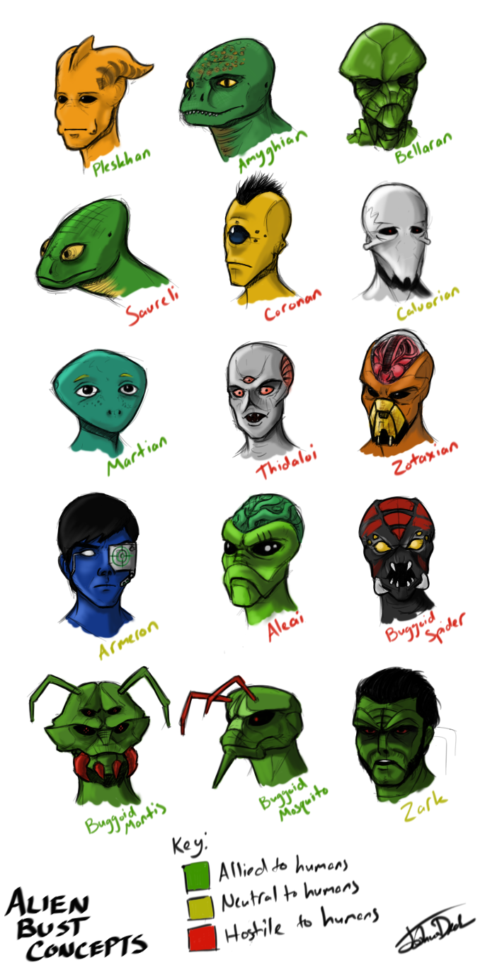 Alien Bust Concepts by joshuad17 on DeviantArt