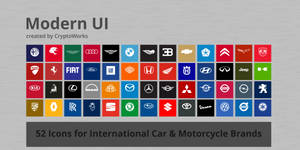 Modern UI 52 Icons for Car and Motorcycle Brands