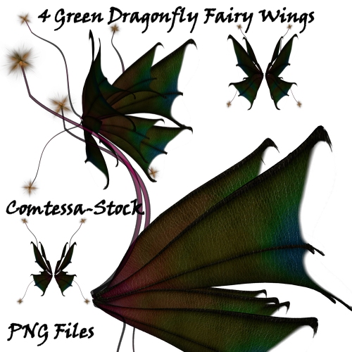 Wings - Green Dragonfly Fairy by Comtessa-Stock