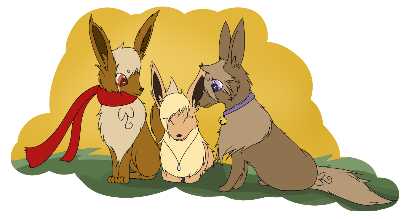 The Eevee Trio by Trinkenki on DeviantArt