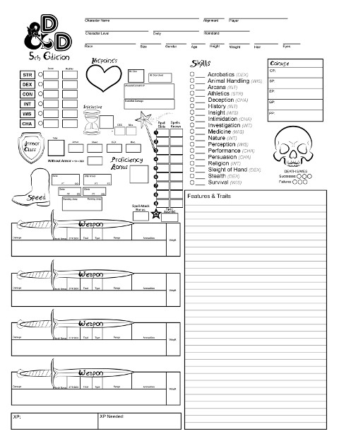 d and d 5th edition character sheet by 3fangs on deviantart