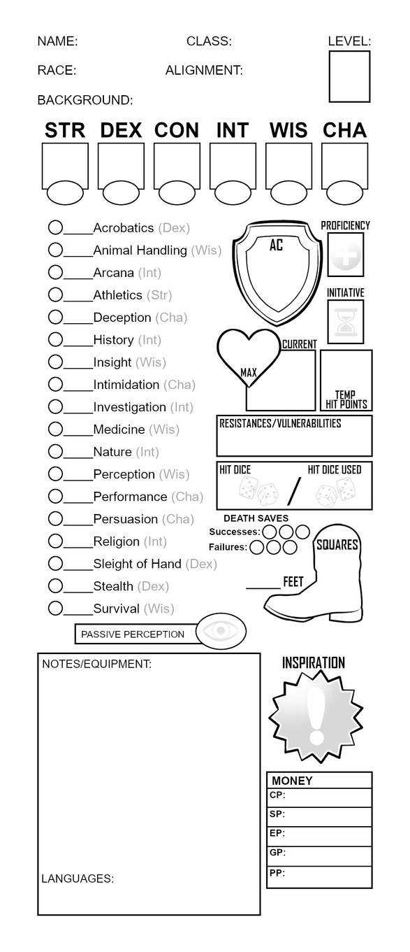 Mini Character Sheet for 5E (Form Fillable) by 3Fangs on DeviantArt