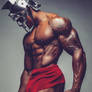 Front-view-muscular-bearded-spartan-wearing-red-cl