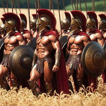 Spartan army marching into battle at Leuktra