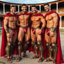 handsome Spartan studs smiling for the shooting