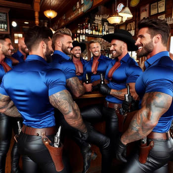 Hot Handsome Muscle Cowboys Having Fun At A Saloon
