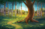 Forest Background - Free PSD by TsaoShin
