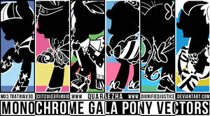 Monochrome Gala Ponies Vector Pack