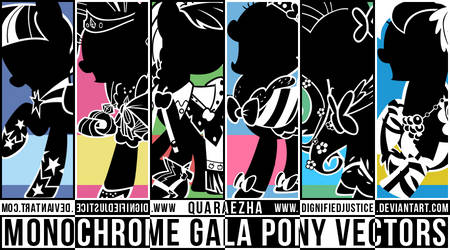 Monochrome Gala Ponies Vector Pack