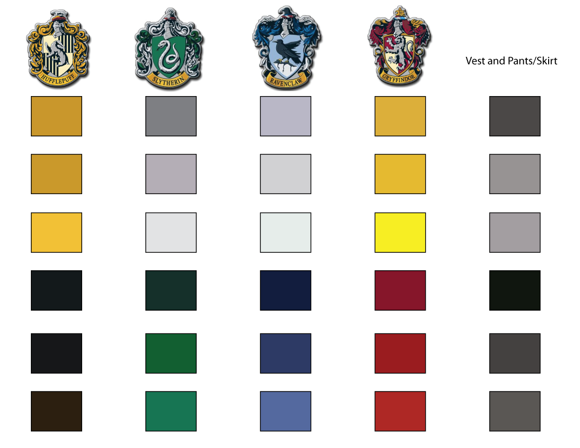 harry potter house colors