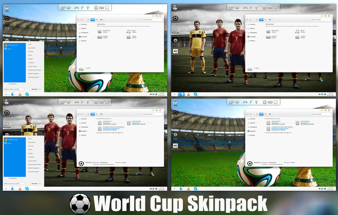 Fifa World Cup 2014 Skinpack For Windows 7/8/8.1 by TheDhruv