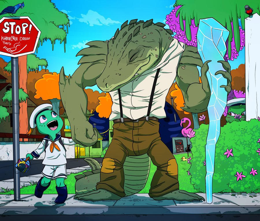 grandpa Leatherhead and little Mikey by godsagent8 on DeviantArt