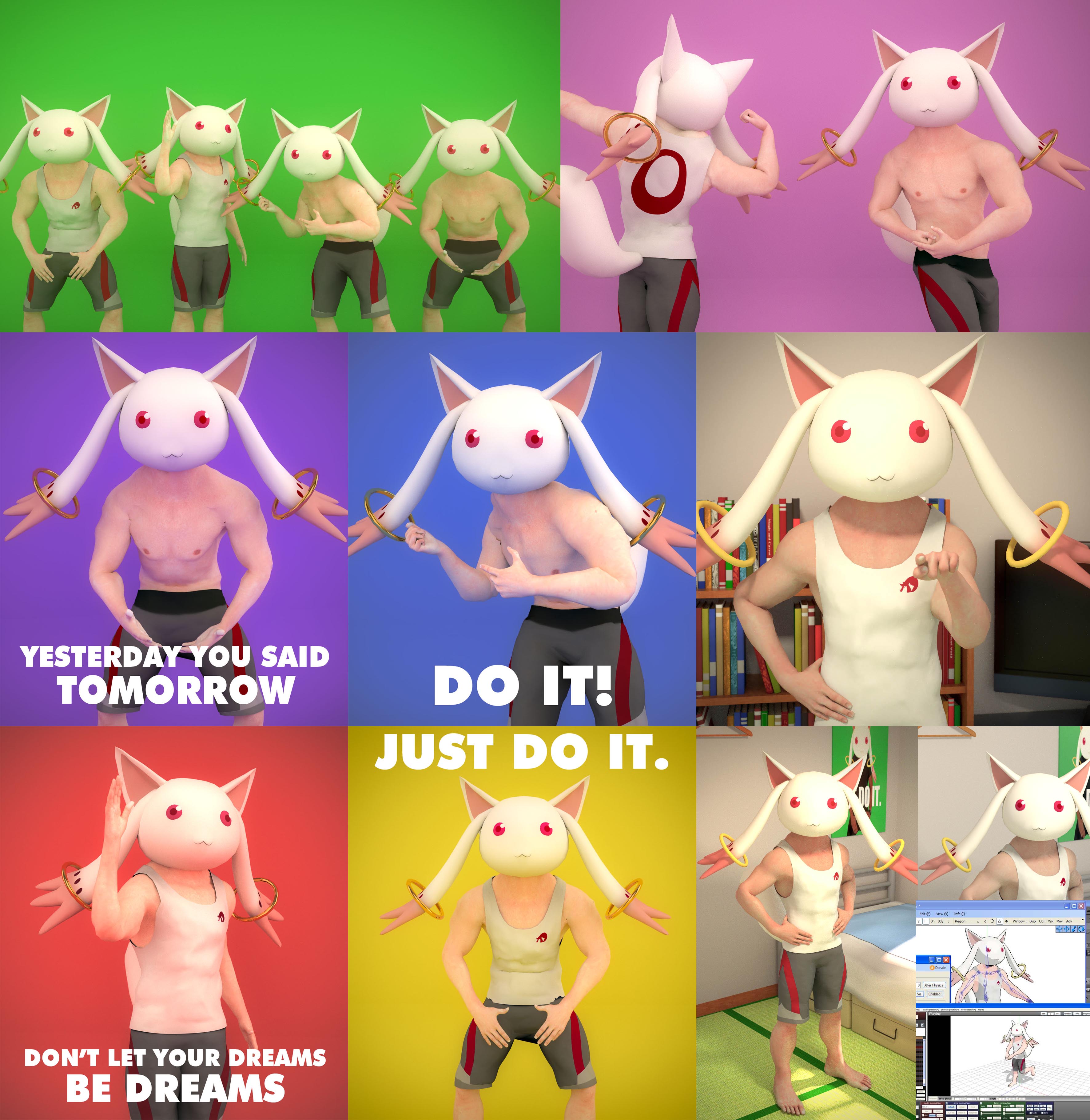 Muscular Kyubey FBX and unfinished PMX download