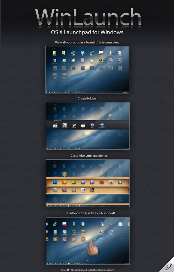 WinLaunch 0.5.1.0 - Launchpad for windows by MrC0rrupted