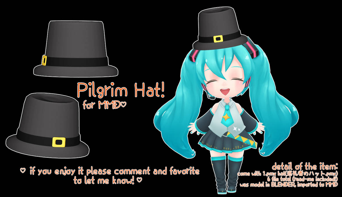 [mmd DL] pilgrim hat! [festive item!] by kawaii-noodle-boy on DeviantArt