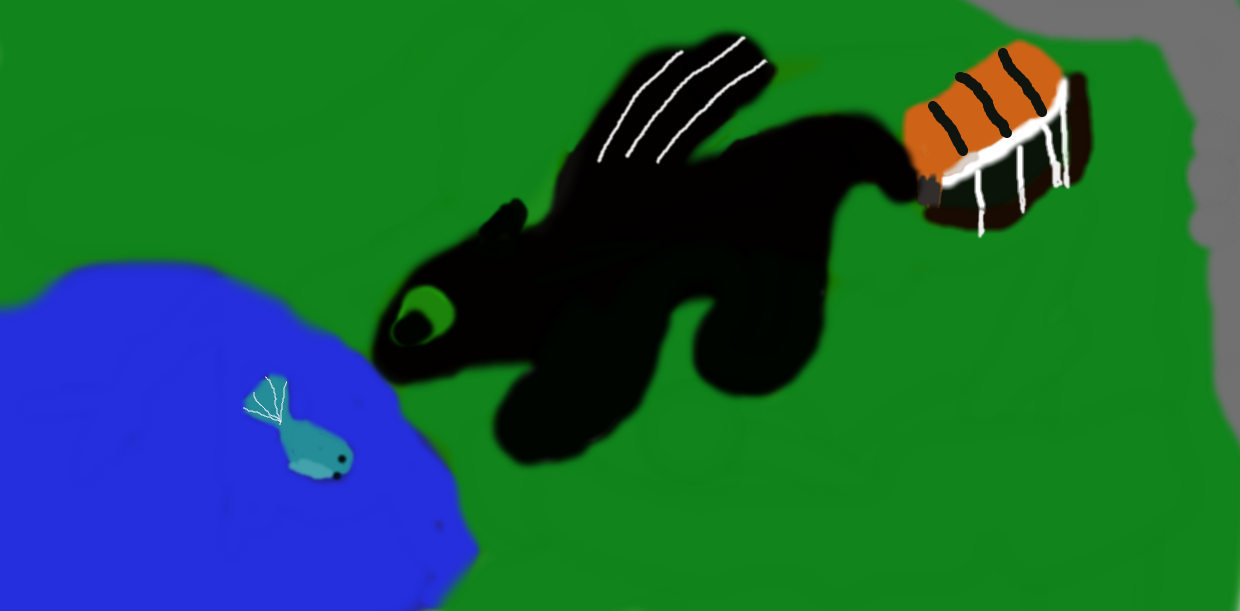 toothless looking at fish by awesome165 on DeviantArt