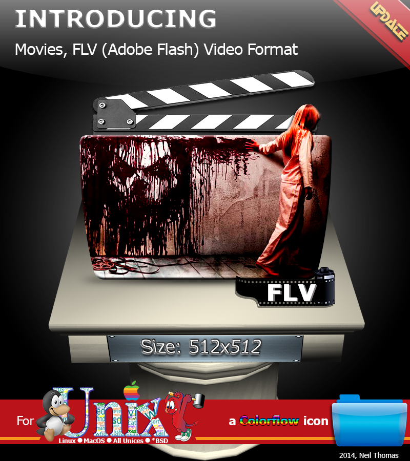 Movies, FLV (FLASH) format folder icon (ColorFlow)