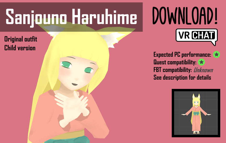 Child Haruhime - 3D model for VRChat Quest [dl] by cmankarTheCat on ...