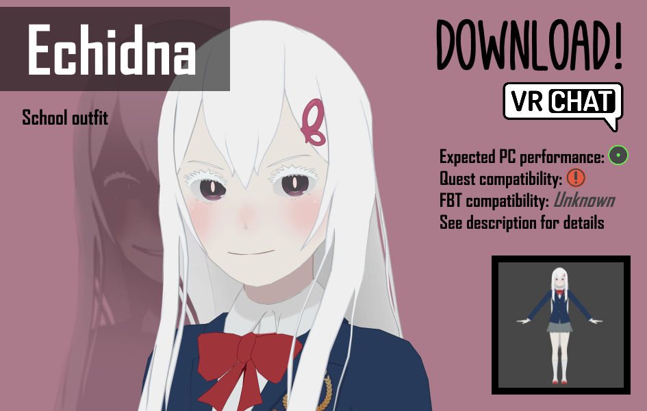 School outfit Echidna - 3D model for VRChat [dl] by cmankarTheCat on  DeviantArt