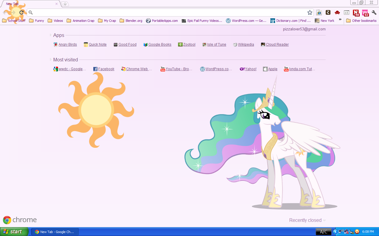 Princess Celestia Chrome Theme