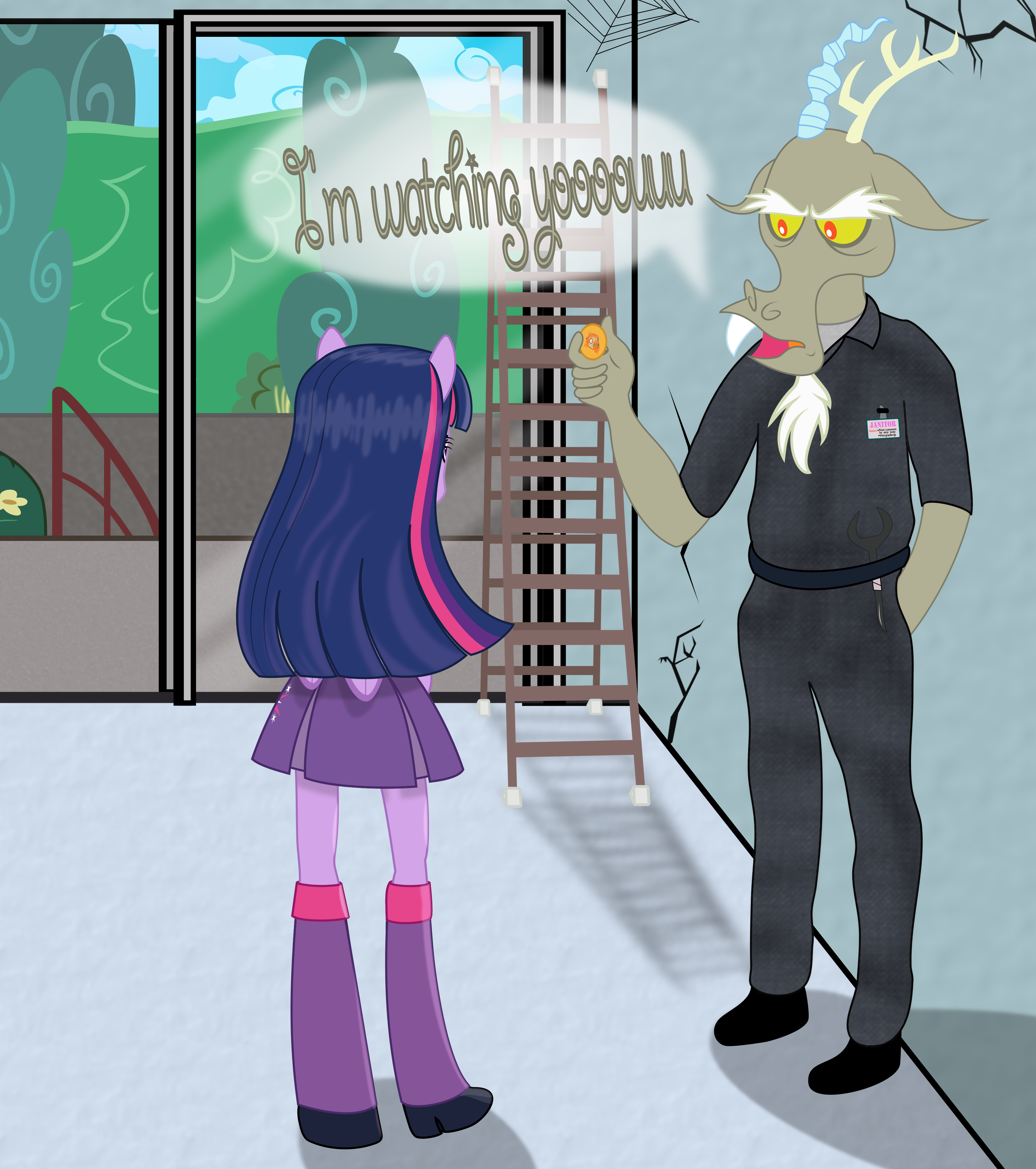 Discord Janitor N' Twilight Sparkle Equestria Girl