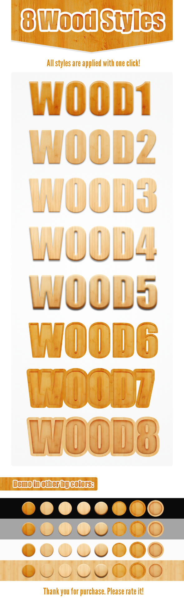 Free Pack 8 Wood Photoshop Layer Styles