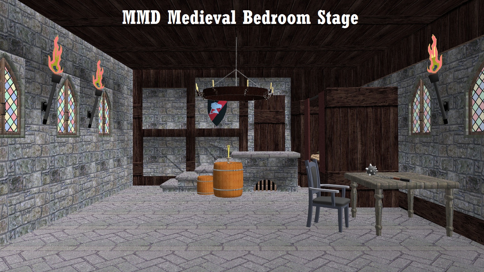 MMD Medieval Bedroom Stage ~Converted in SketchUp~