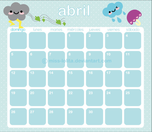 Calendario Abril By Miss Lolita On Deviantart