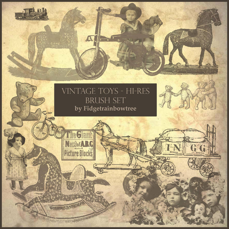 Vintage Toys Photoshop Brushes by FidgetResources