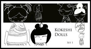 Hand Drawn Kokeshi Dolls