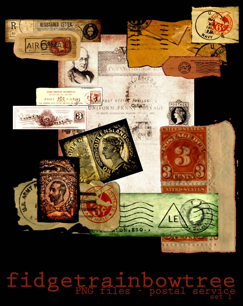 PNG - Vintage Postal Service - Set 1