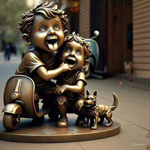 A Whimsical Bronze Sculpture Captures The Playful 