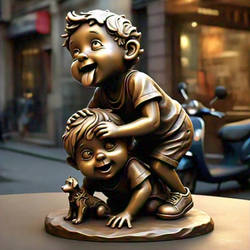 A Whimsical Bronze Sculpture Captures The Playful 