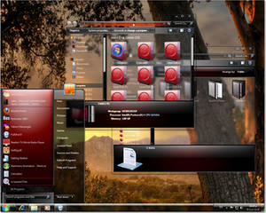 Windows 7 glass red theme  for  32 and  64 bit