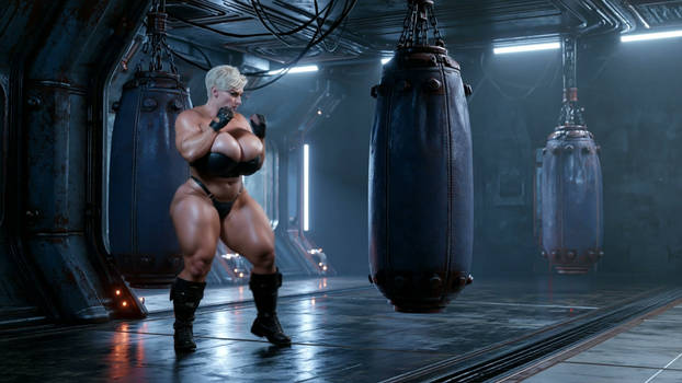 Modgunn punches heavy bag