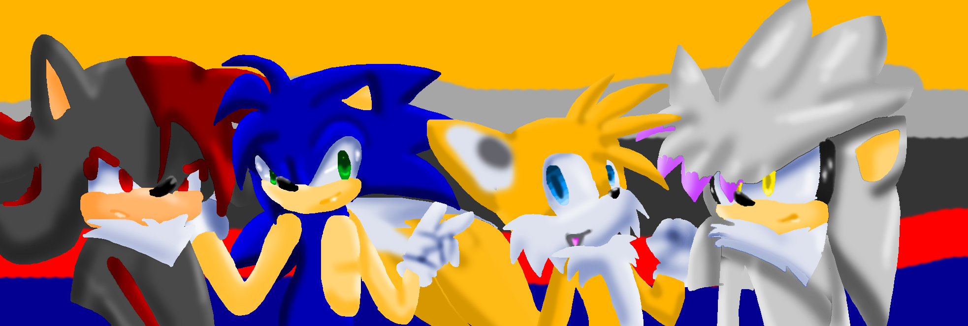 sonic the hedgehog, shadow the hedgehog, and tails (sonic) drawn by c52278