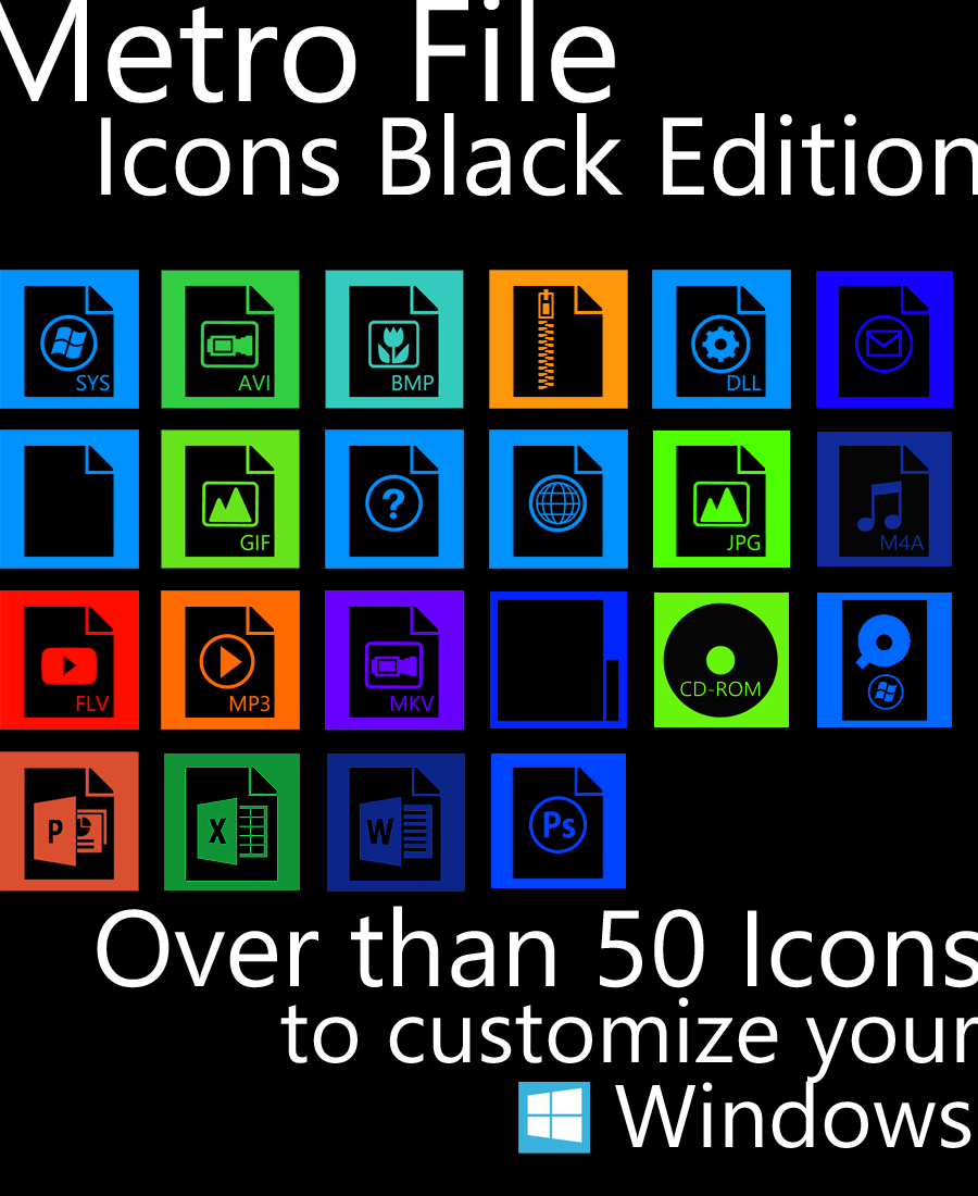 Metro File Type Black Icons