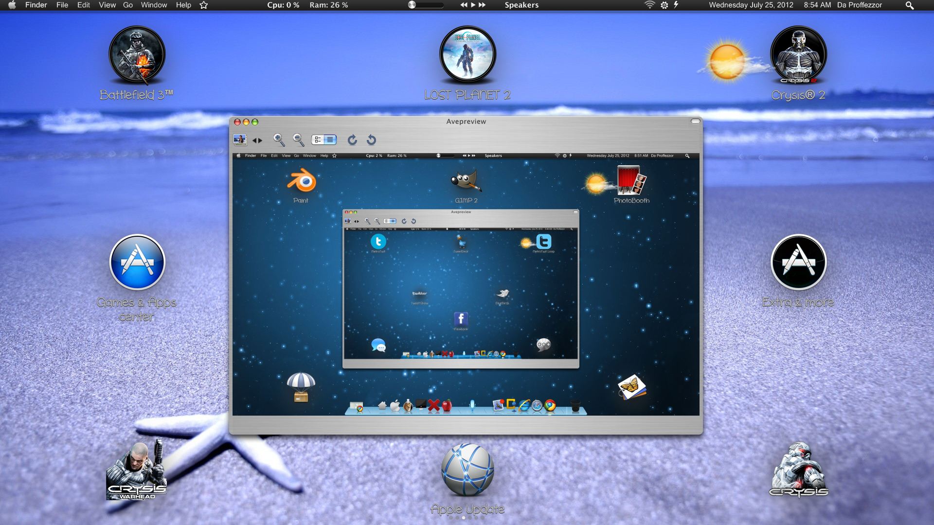 OS X Mountain Lion Task bar (Black) For Windows 7