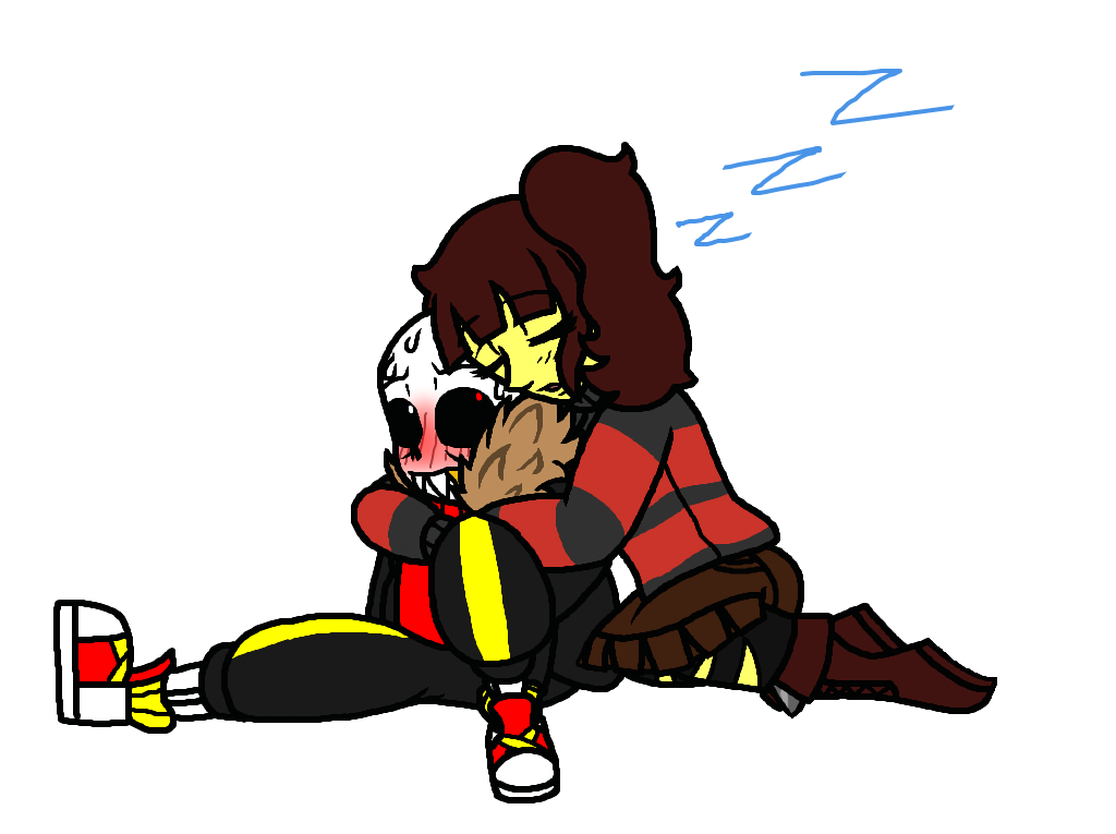 Underfell Sans and Frisk fluff