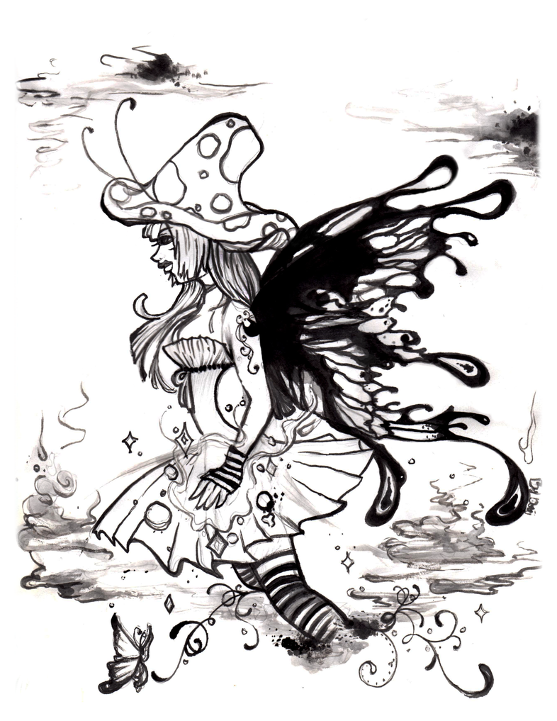 Mushroom magic lineart by ribbonobsession on deviantart
